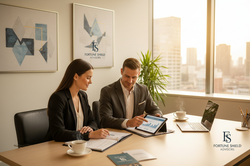 Financial advisor consulting with a client about life insurance